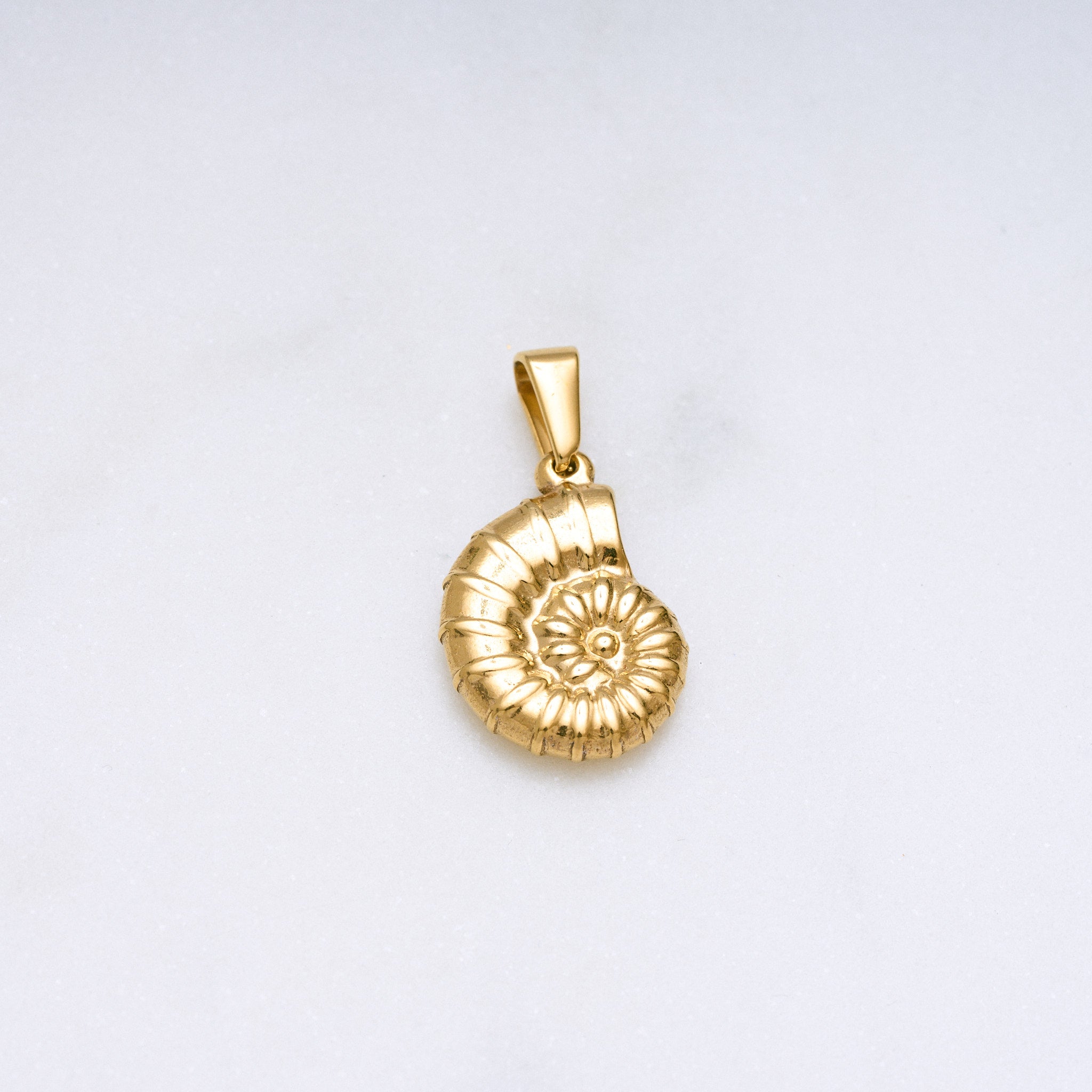 Nature-Anhänger in Muschelform, stilvoll kombiniert mit weiteren Anhängern im Stacking-Look sowie solo getragen. Ergänzt durch Bobby-Ketten in verschiedenen Größen, perfekt für einen natürlichen und eleganten Stil.